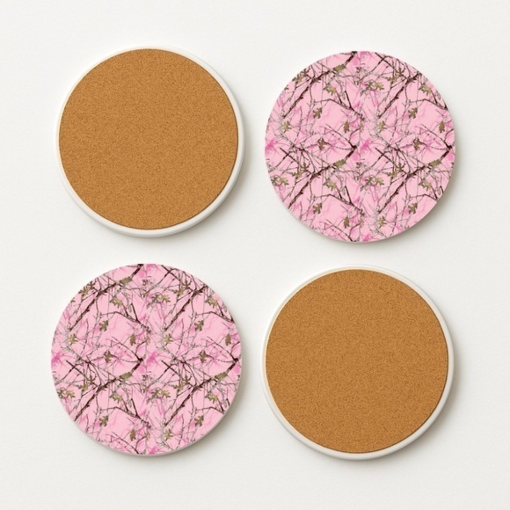 Pink Camo Ceramic Bar Coaster Set